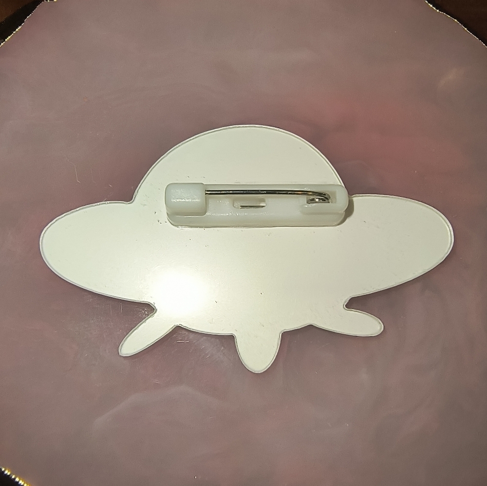 Pink UFO Cow Pin - Picture 2 of 2